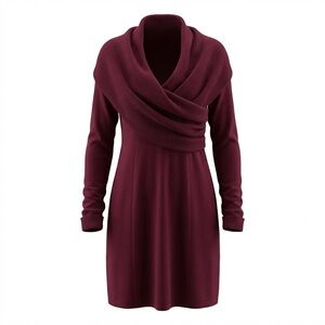 Dakini Burgundy Long Sleeve Sweater Dress Size S Cozy Minimalist Fall Winter